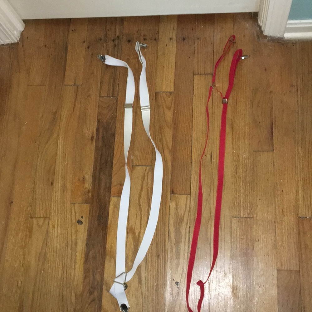 two: White and Red suspenders